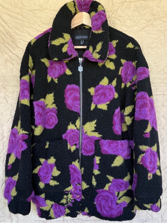 Current Mood Jackets & Blazers - Dolls Kills Current Mood Sz Small/Medium Teddy Sherpa Jacket Coat Rose Floral